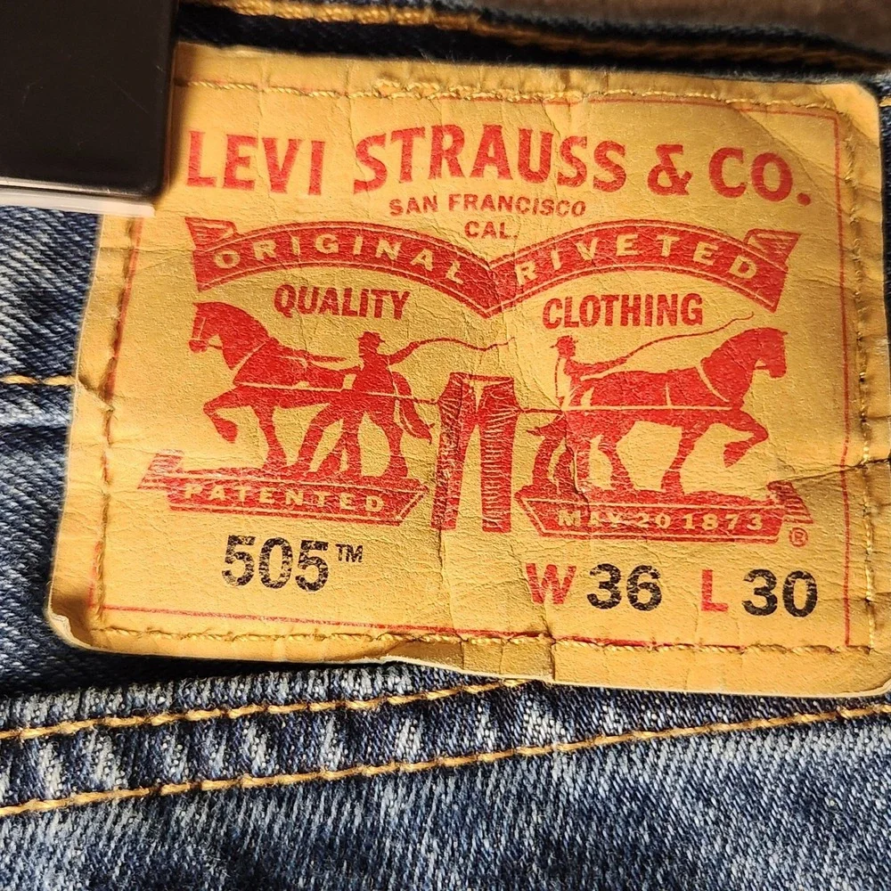 Levi's 505 Regular Fit Jeans Mens 36x30‎ Blue Excellent Straight Leg Denim